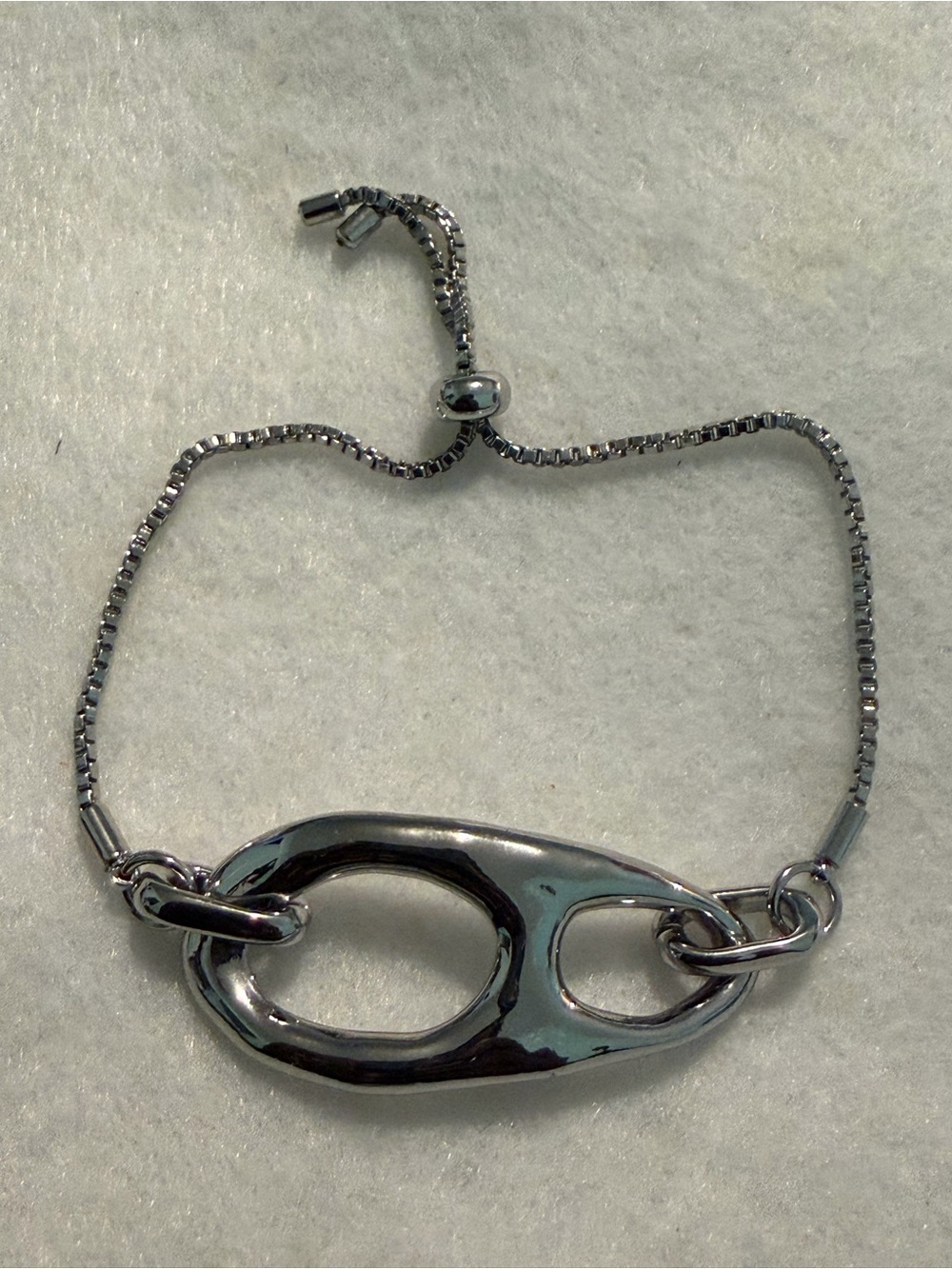 Polished Silver Chain Link Adjustable Bracelet